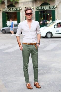 WorktoWeekend Outfit Idea We Give Olive Green Pants a Third Try by  Adding a Boyfriend Shirt  Glamour